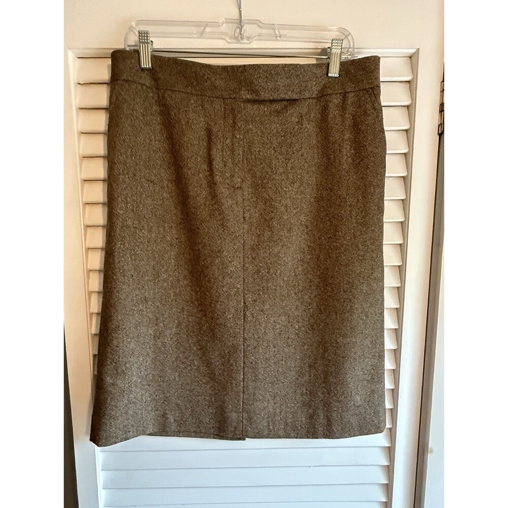 J.Crew Factory Pencil Skirt 10 Brown Wool Blend Lined Classic Dark Academia